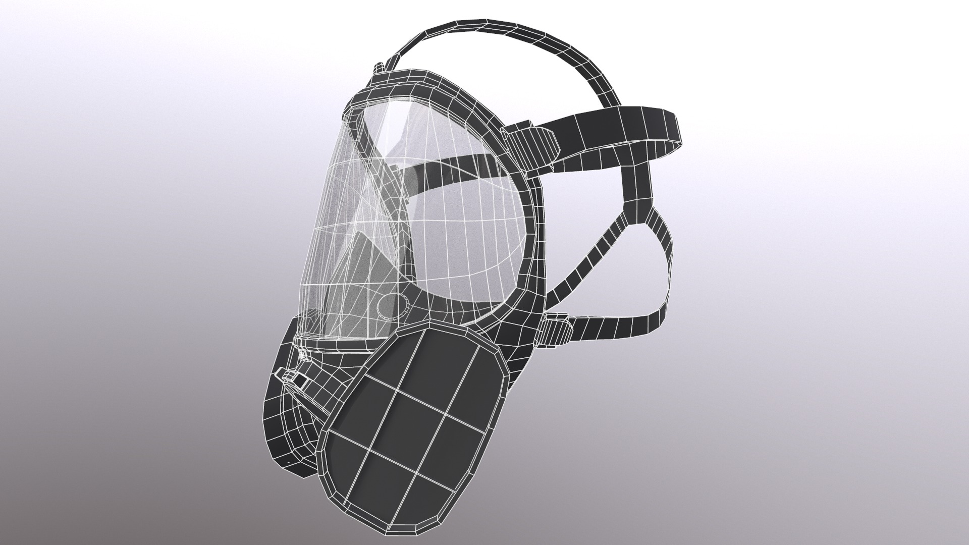 Gas Full Face Mask Respirator Low Poly Low-poly 3D model_30