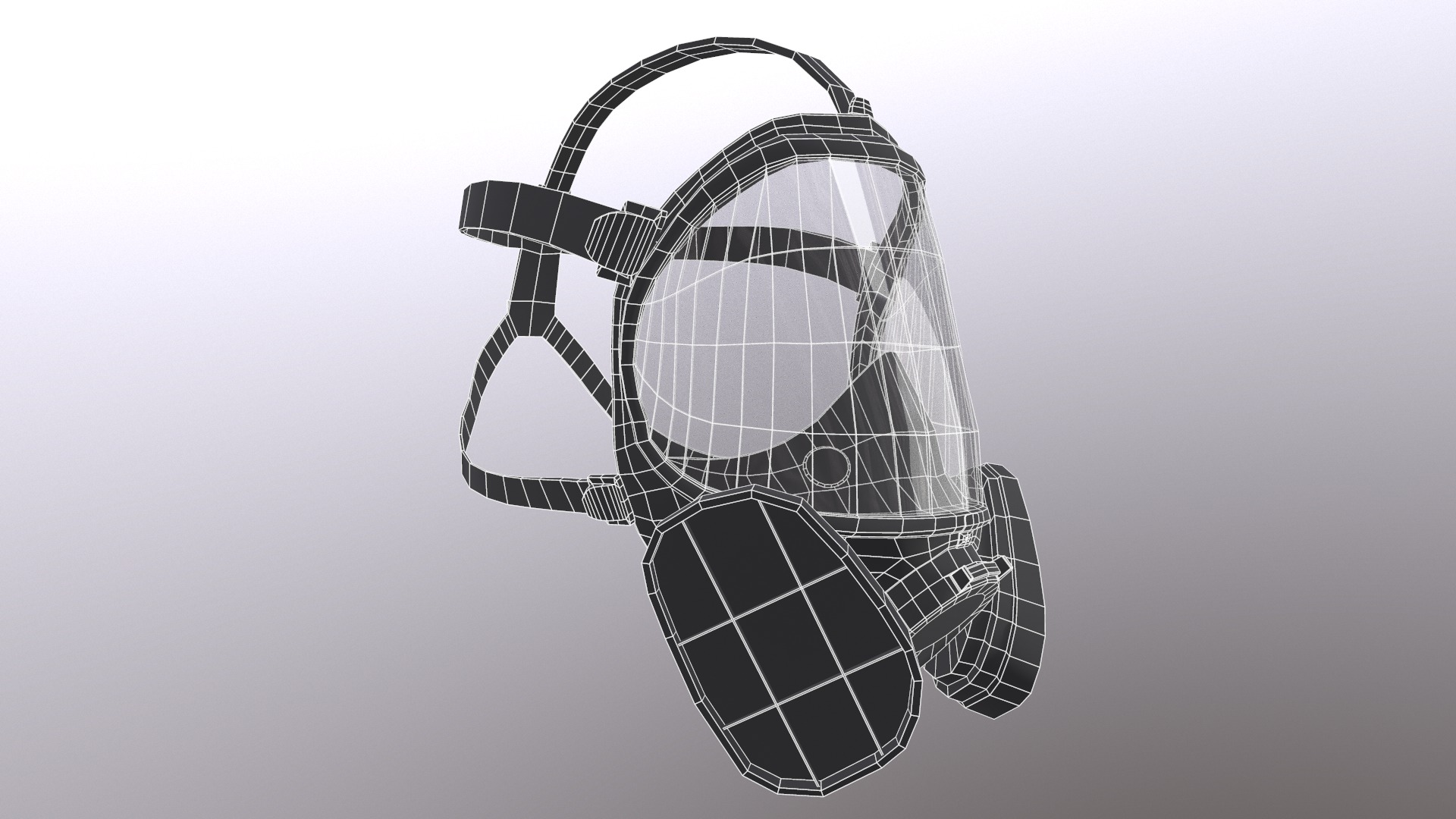 Gas Full Face Mask Respirator Low Poly Low-poly 3D model_31