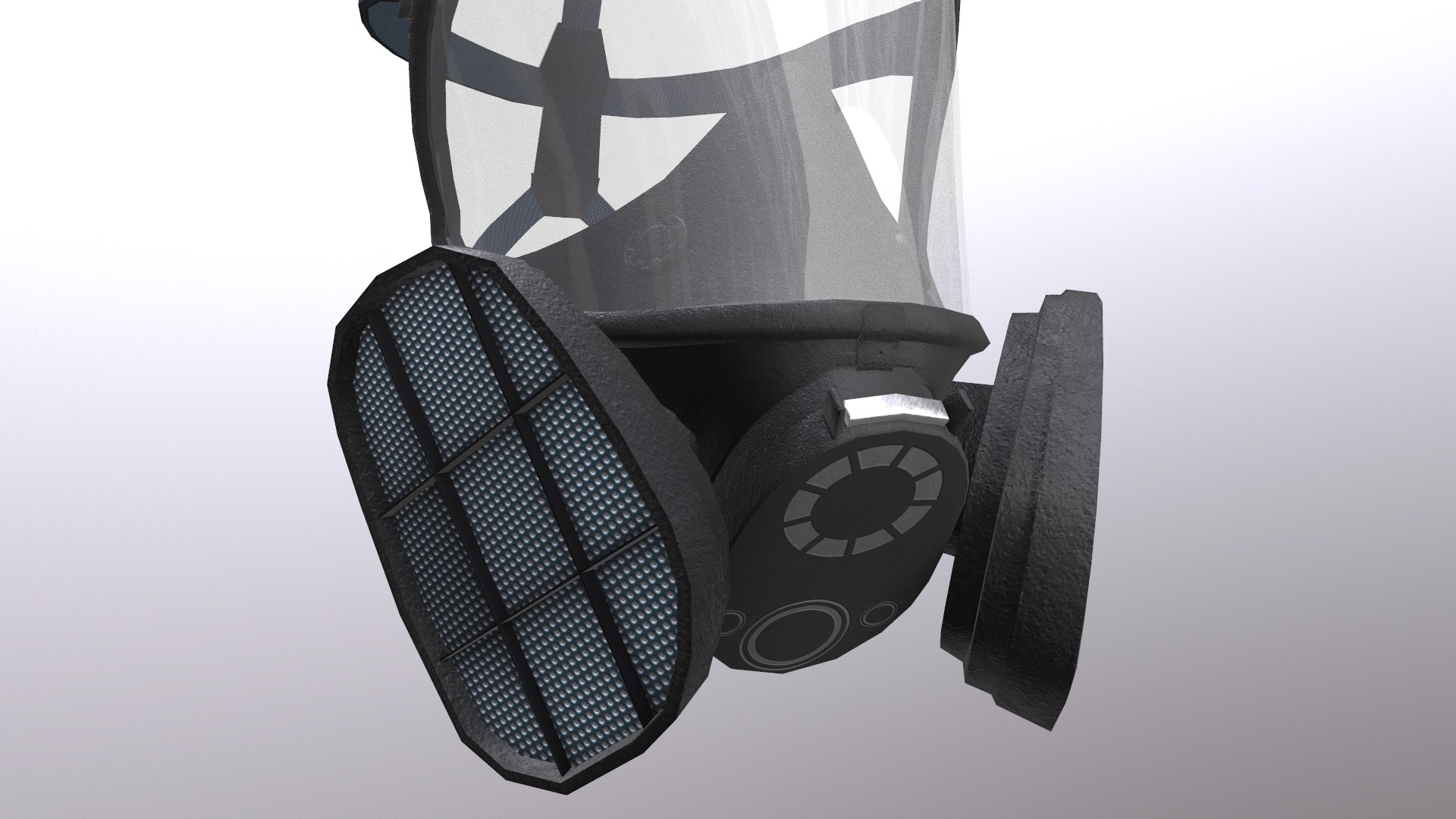 Gas Full Face Mask Respirator Low Poly Low-poly 3D model_13