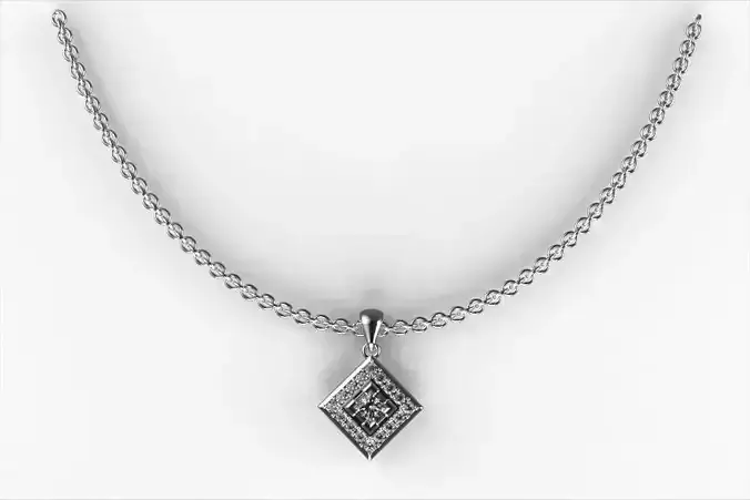  Square Pendant 3D Model with  Diamonds  3D print model