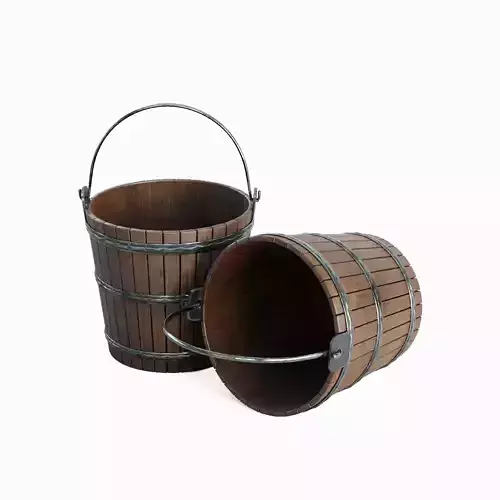 Wooden Bucket 02 3D model Wooden Bucket 02 3D model