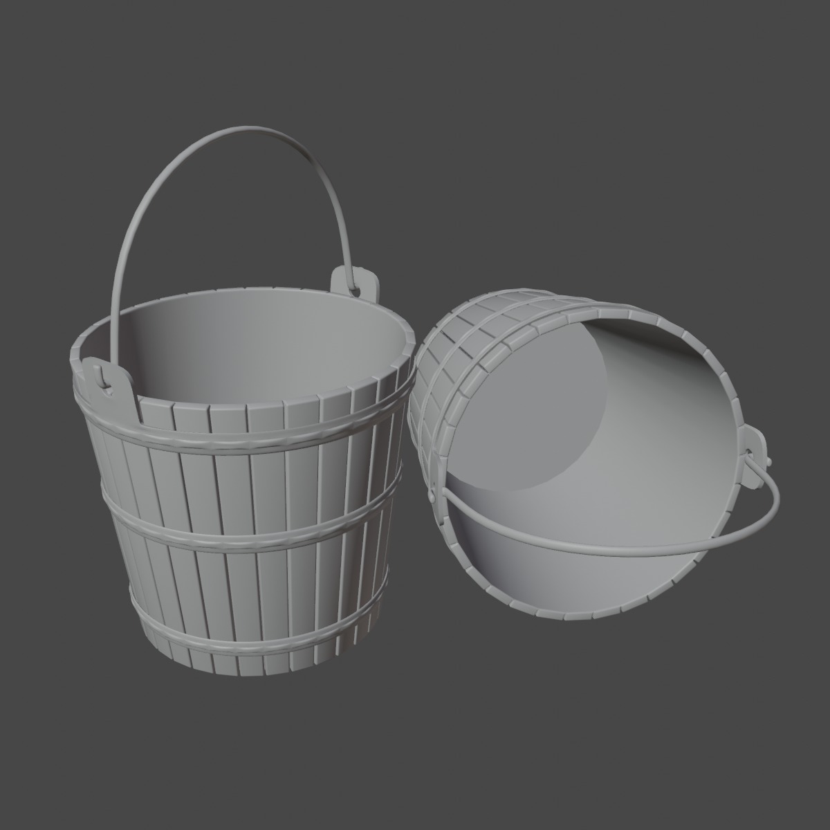 Wooden Bucket 02 3D model_8