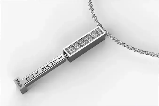 Modern Love Pendant 3D Model with  Stones