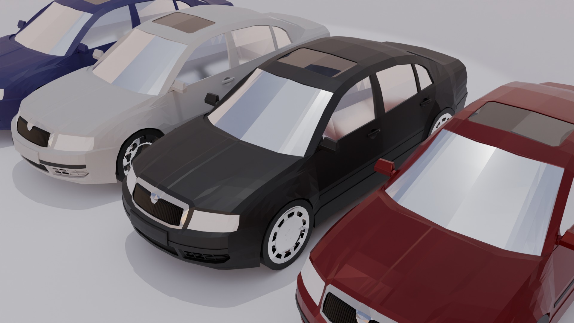 Skoda Superb Low Poly 3D model_2