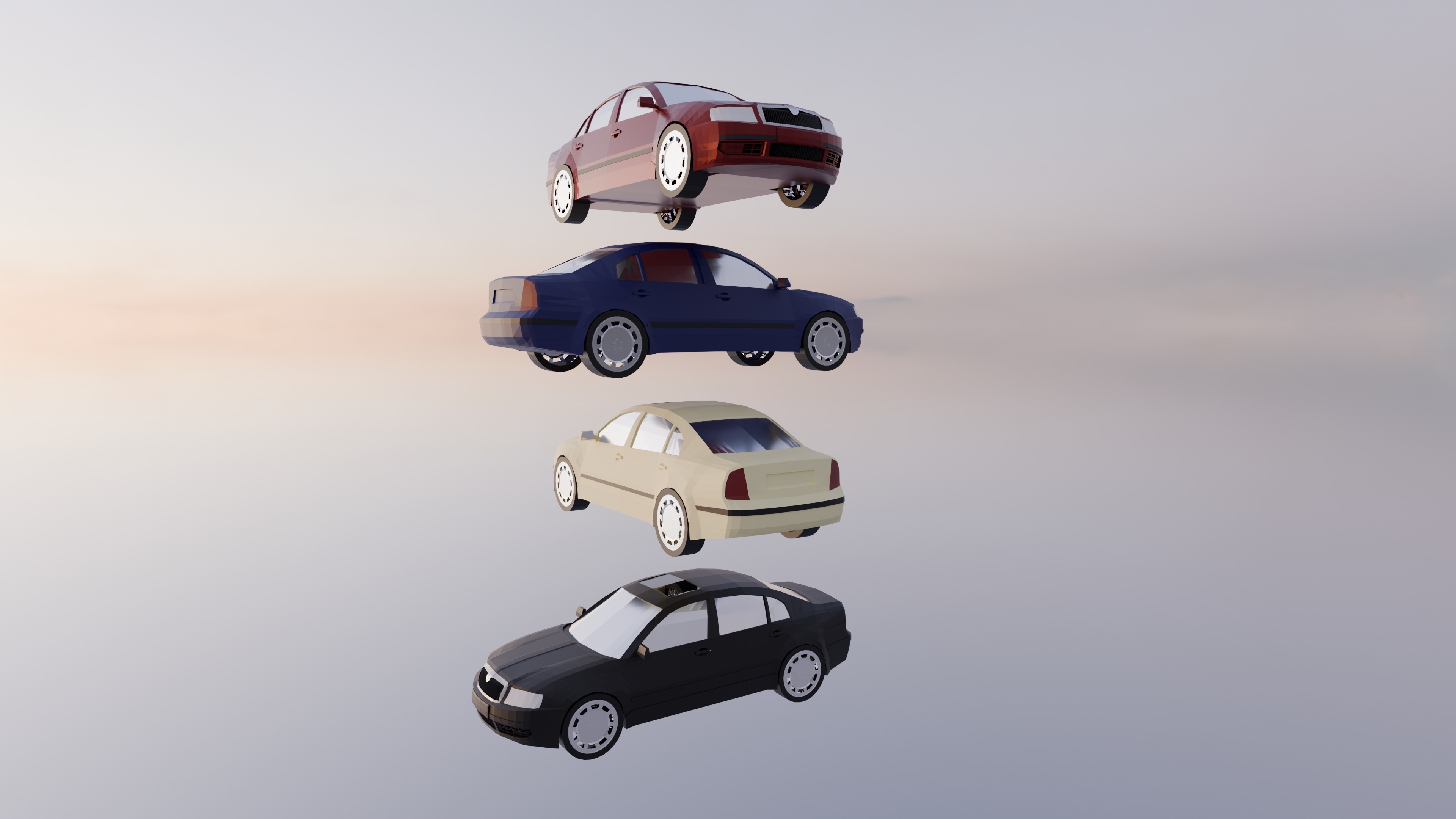 Skoda Superb Low Poly 3D model_6