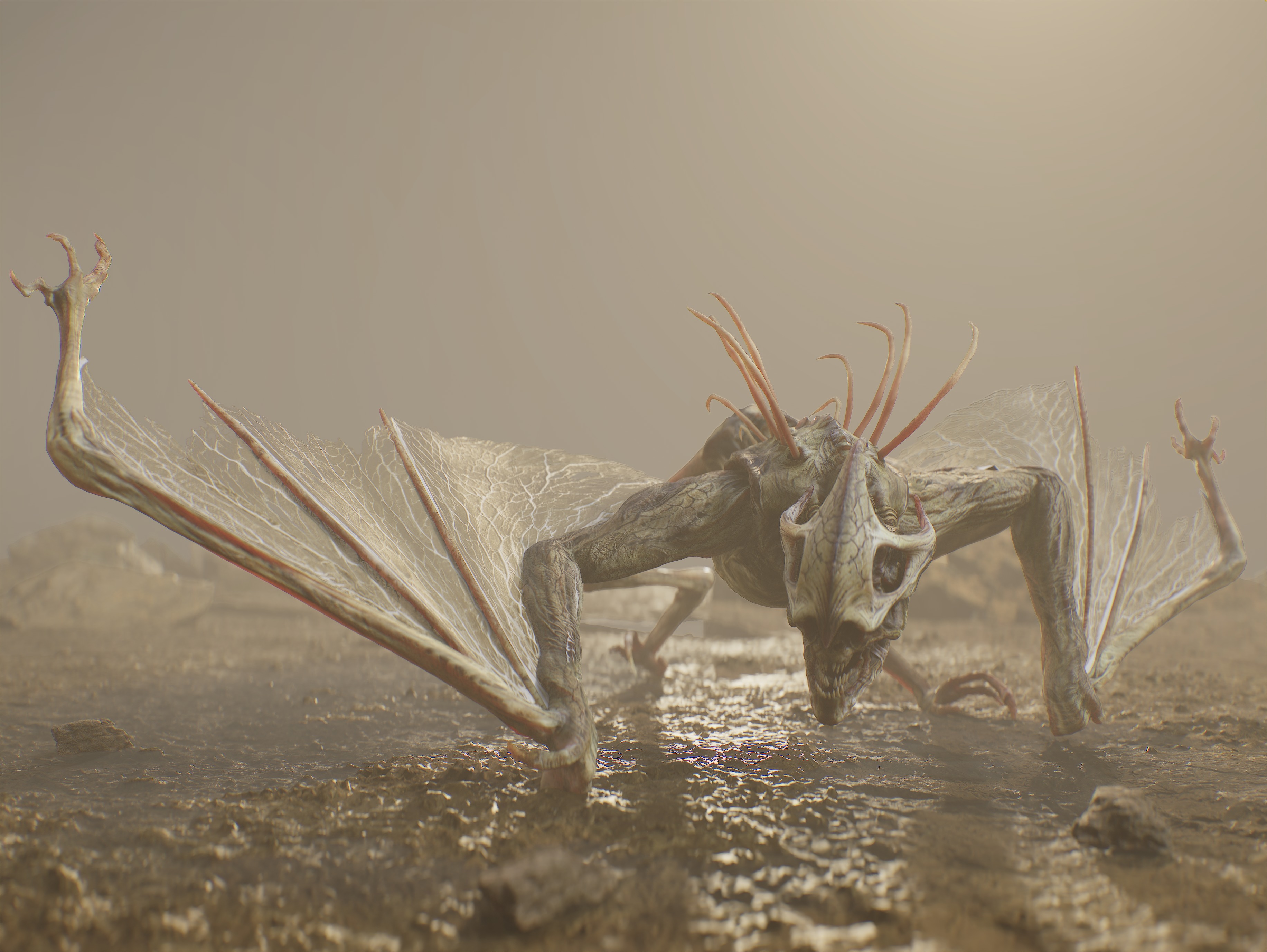 Cave Creature Low-poly 3D model_2