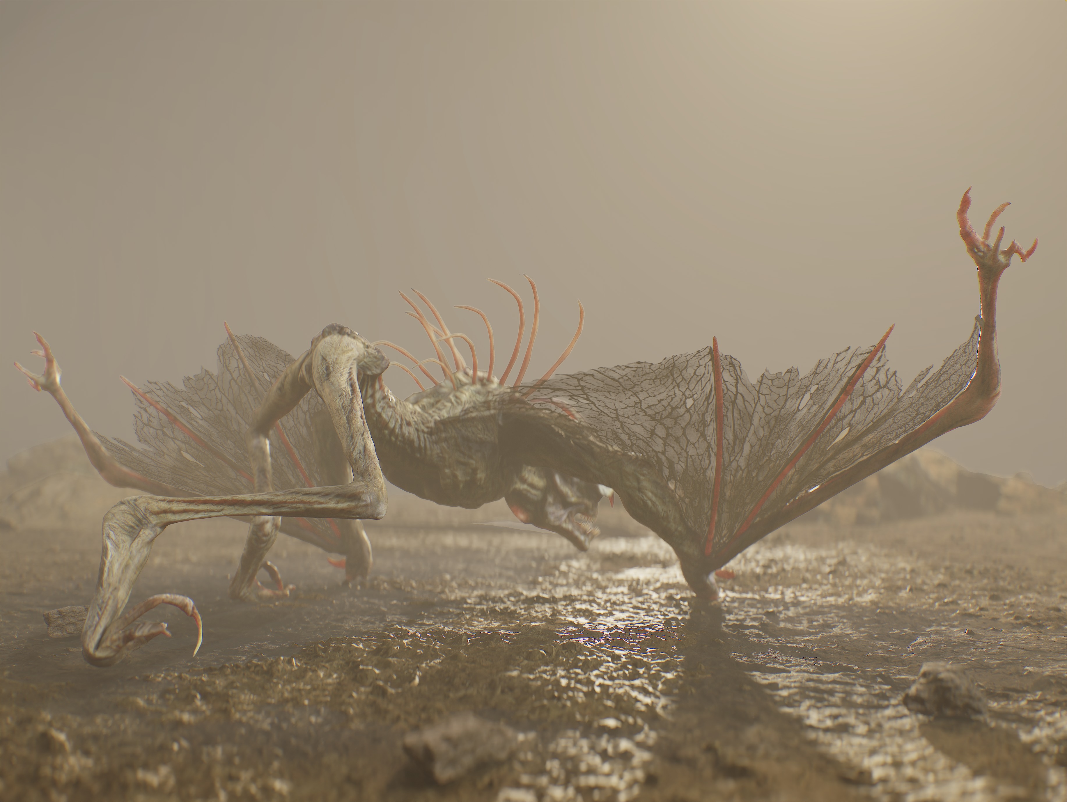 Cave Creature Low-poly 3D model_10