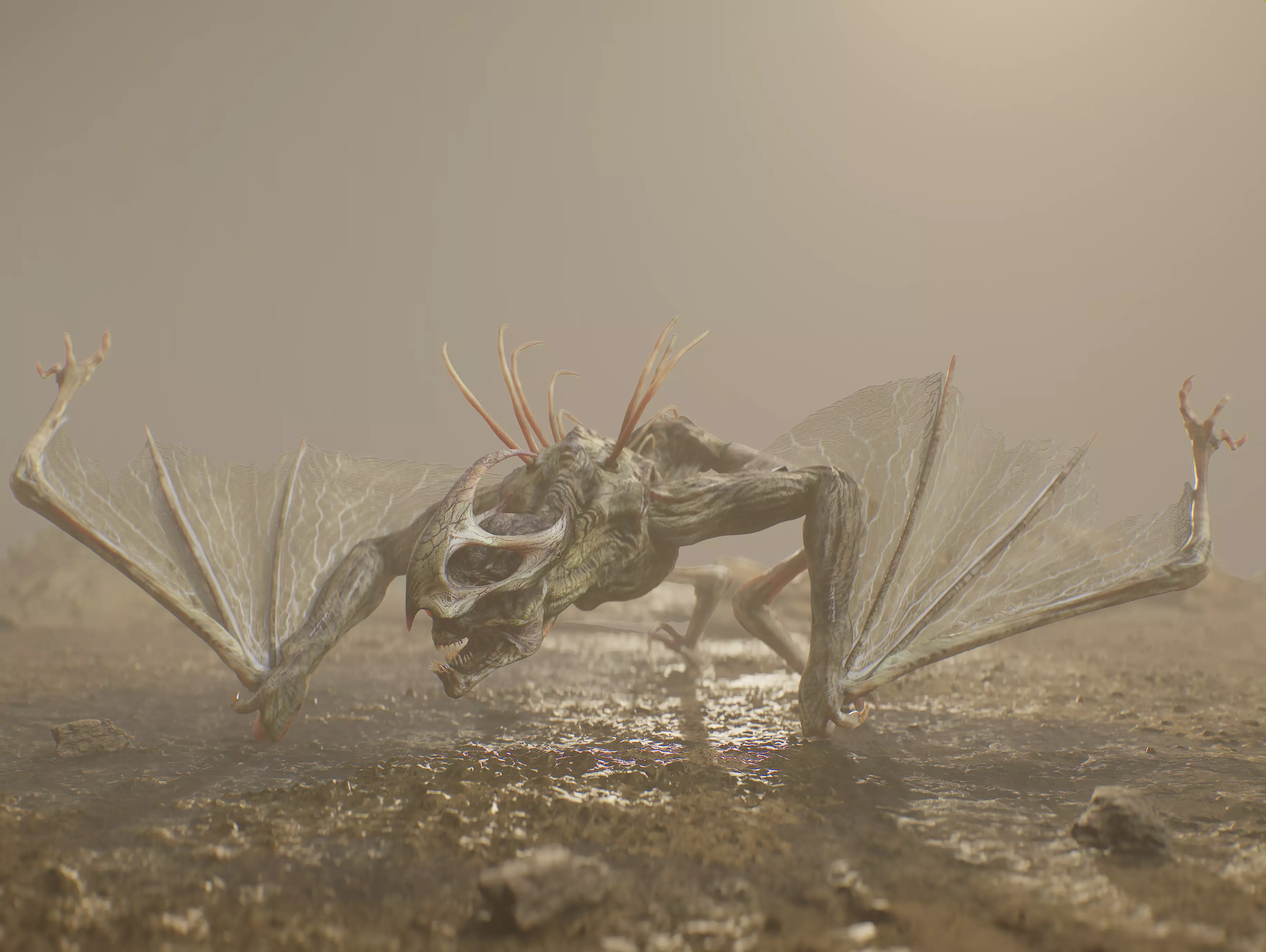 Cave Creature Low-poly 3D model_0