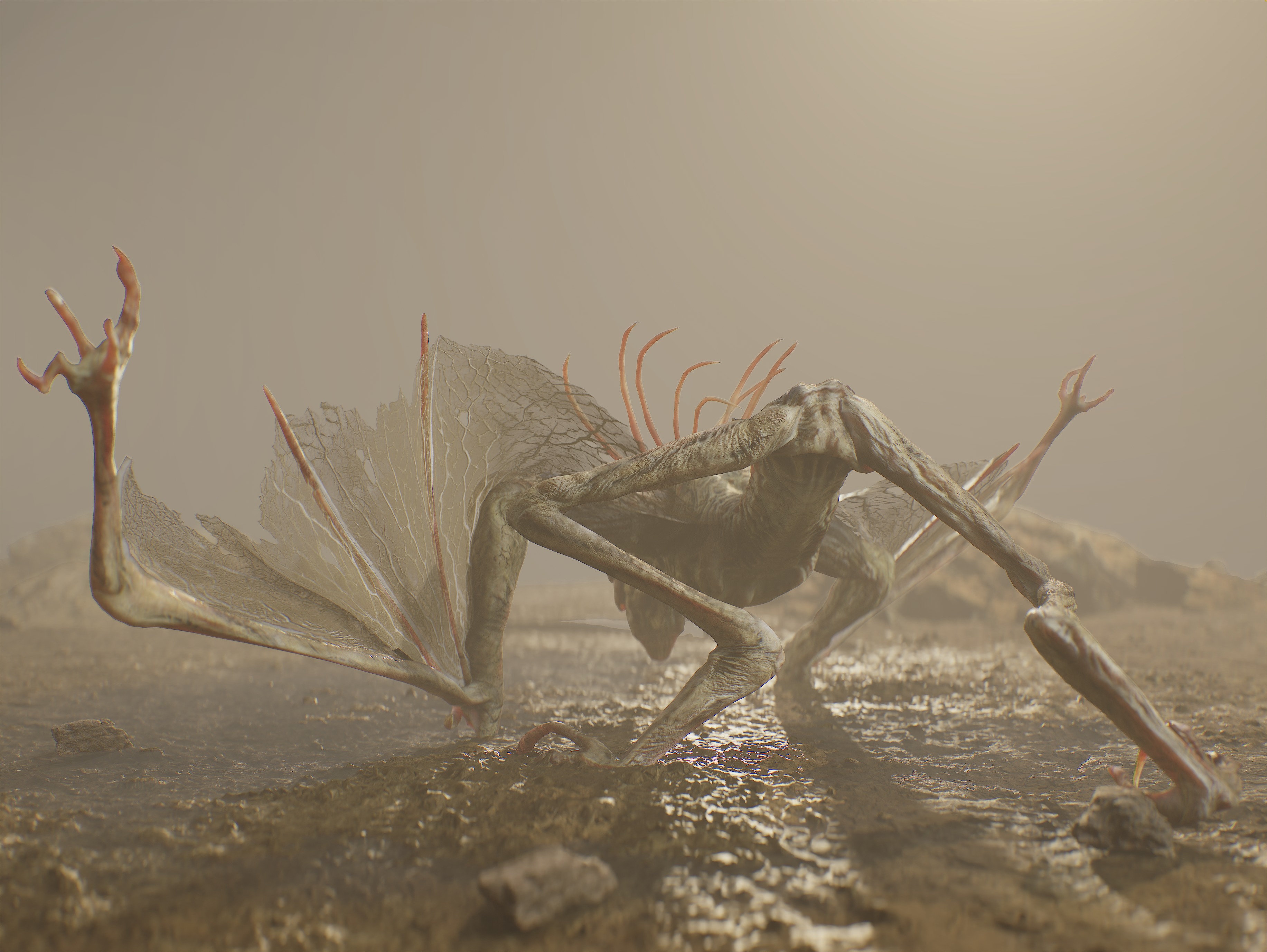 Cave Creature Low-poly 3D model_6