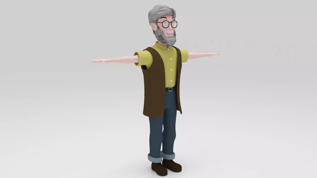 Character Old Man 02 rigged lowpolys  Low-poly 3D model_0