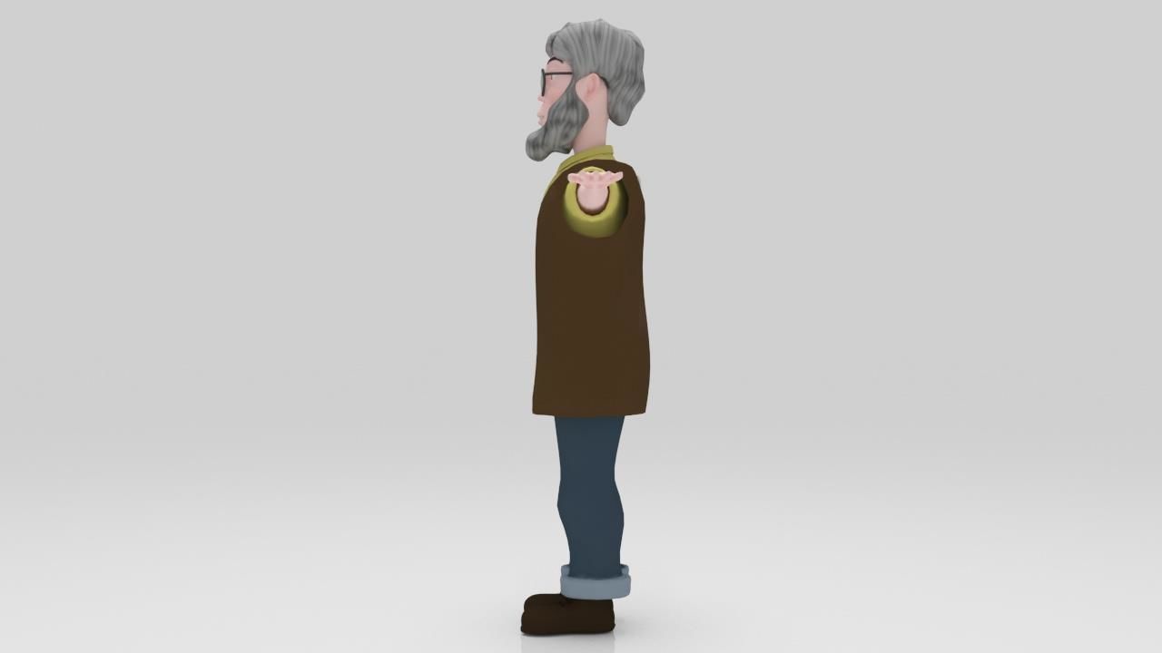 Character Old Man 02 rigged lowpolys  Low-poly 3D model_4