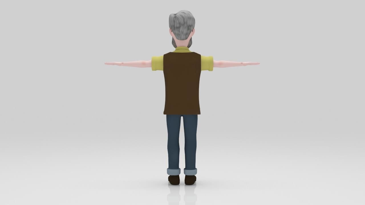 Character Old Man 02 rigged lowpolys  Low-poly 3D model_3