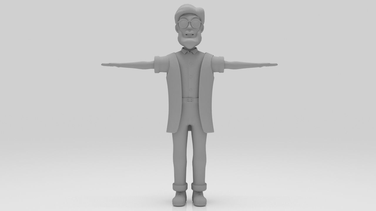 Character Old Man 02 rigged lowpolys  Low-poly 3D model_7
