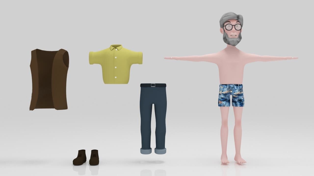 Character Old Man 02 rigged lowpolys  Low-poly 3D model_5