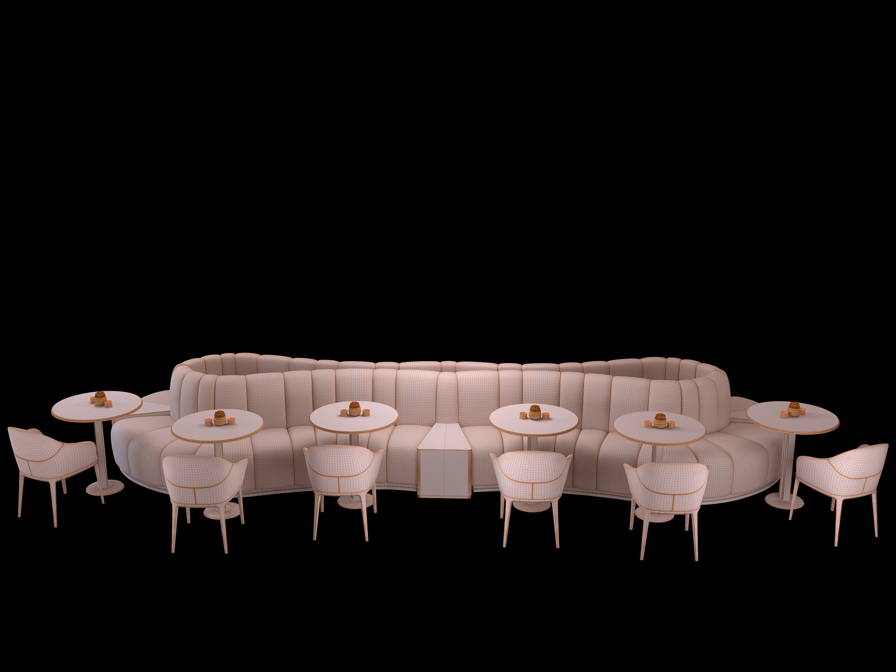 Restaurant Cafe Sofa Tableware Part7 - 12 colors big sofa set 3D model_12