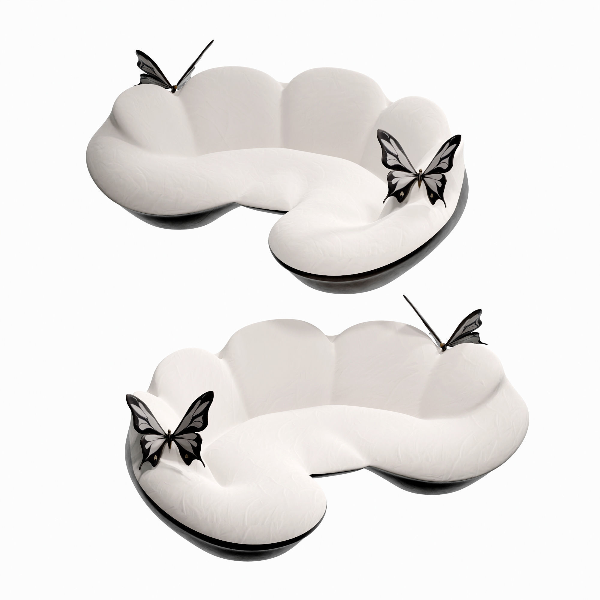 Modern curved shaped butterfly sofa 3D model_1