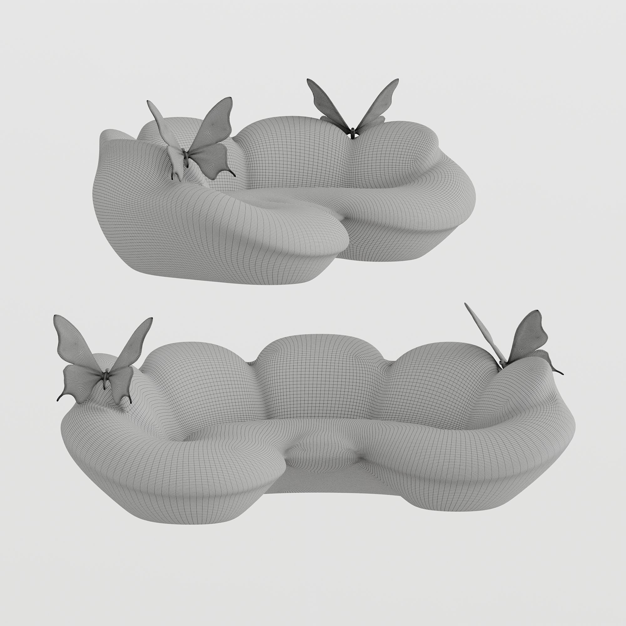 Modern curved shaped butterfly sofa 3D model_2
