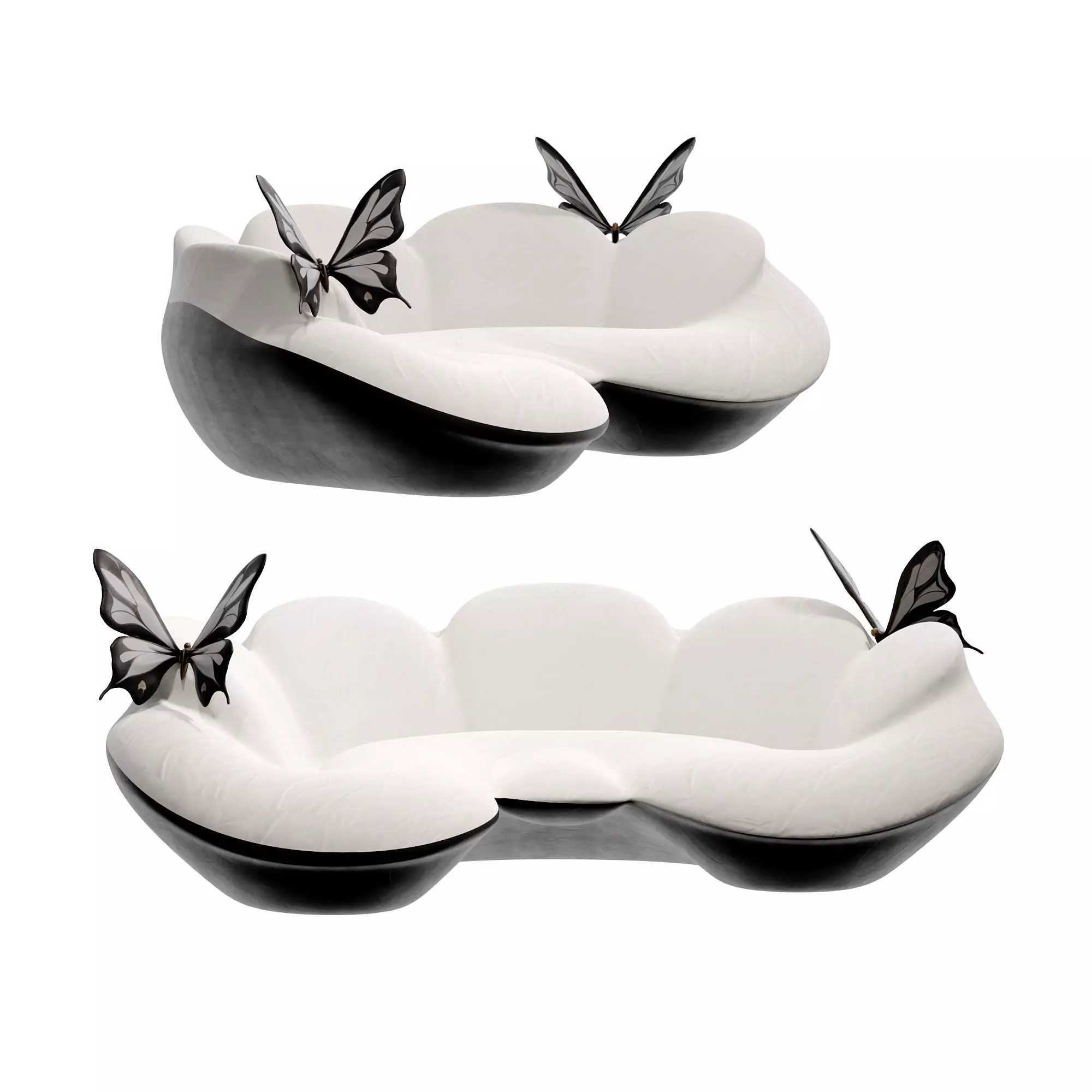 Modern curved shaped butterfly sofa 3D model_0