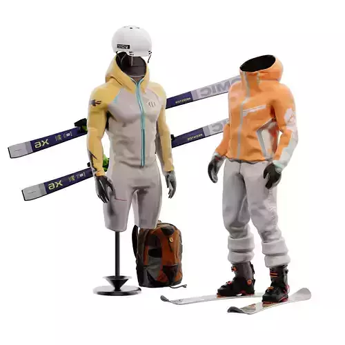 Modern Ski Equipment Sportswear Model