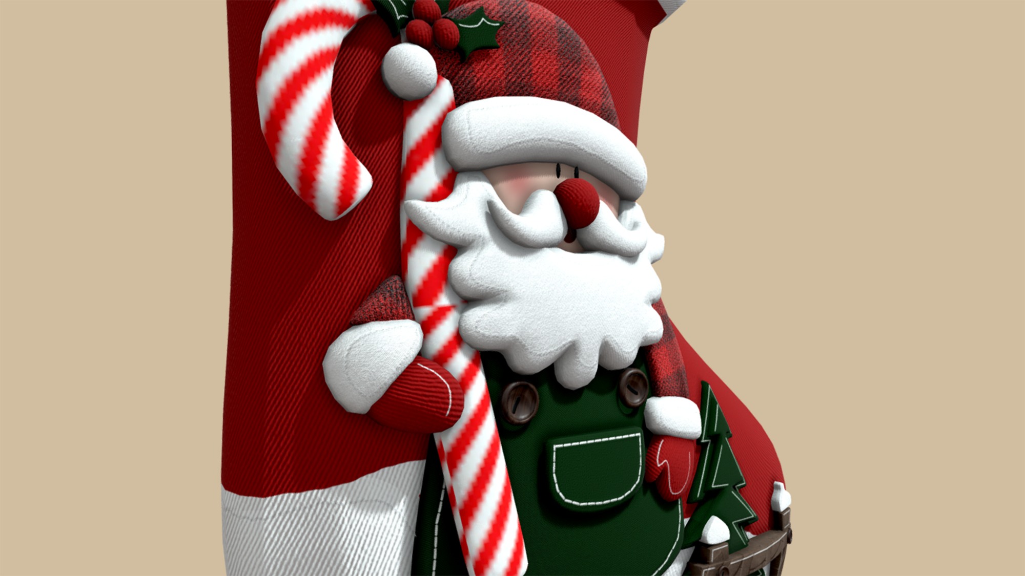 Christmas Santa Festive Stocking Low-poly 3D model_2