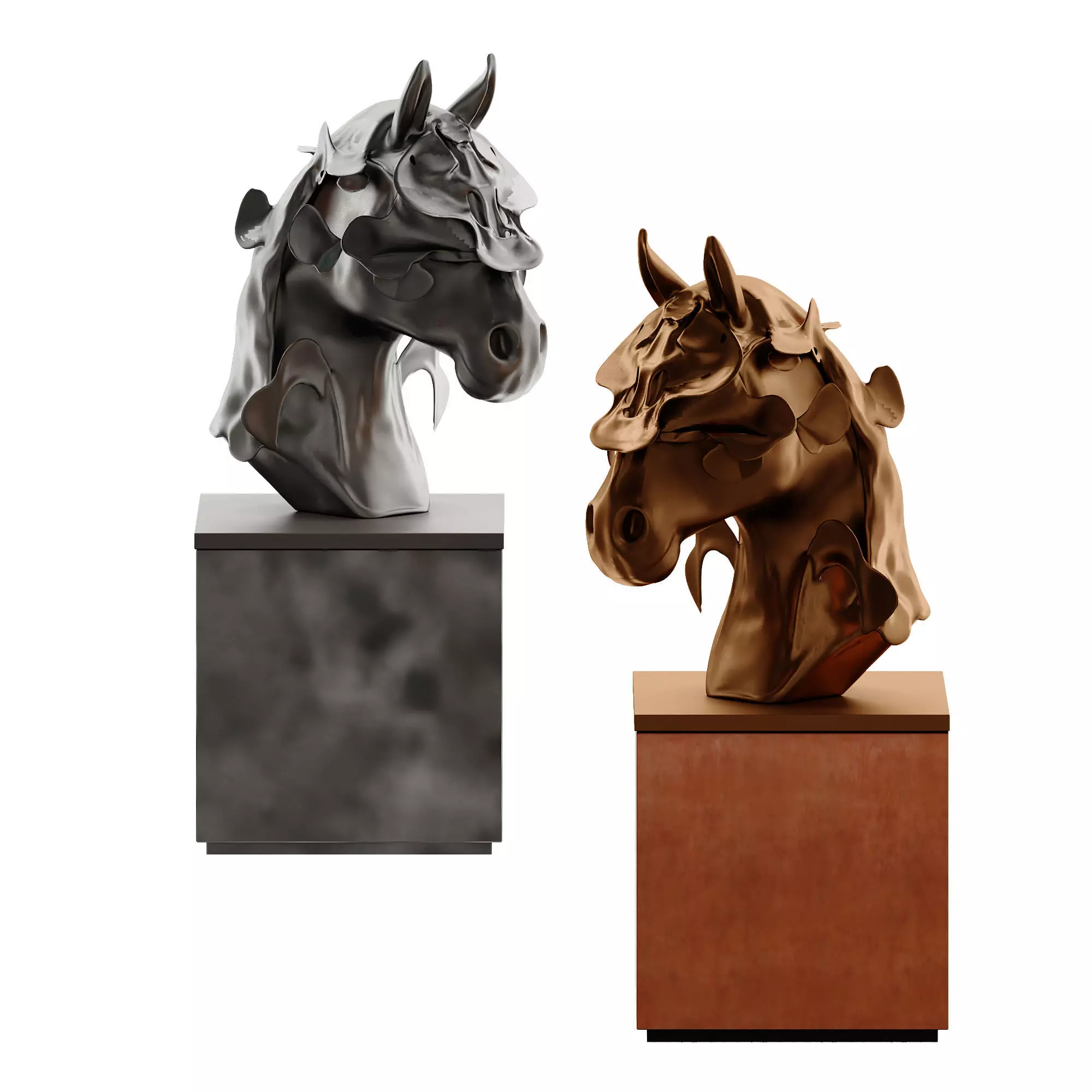 Modern New Chinese Horse Head Abstract Sculpture 3D model