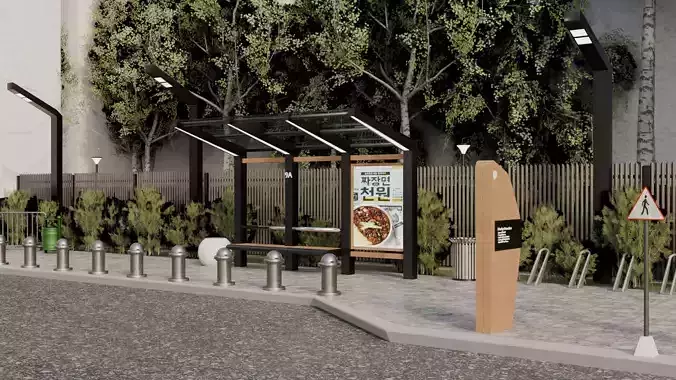 Street Items decorations trashbin streetlights bollards  pack