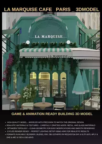  cafe lamarquise paris 3D model