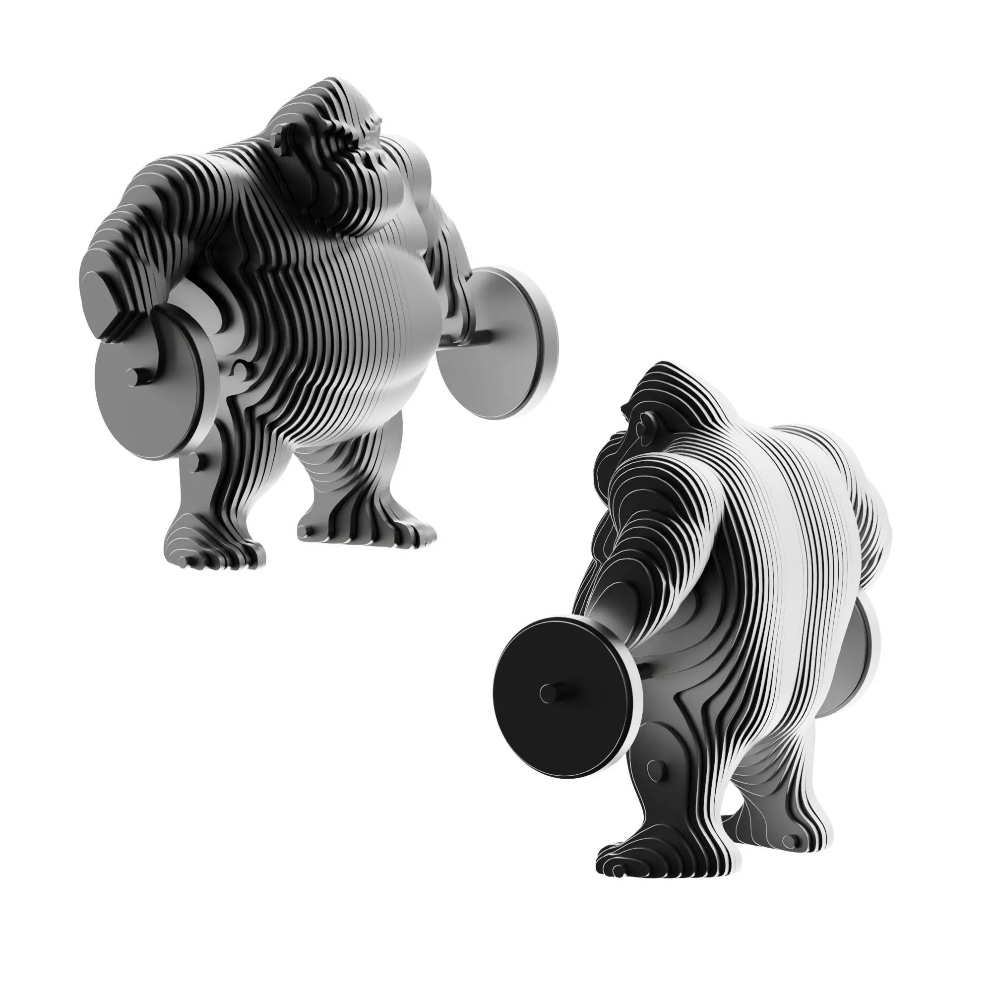 Modern Fitness Gorilla Doll Sculpture Ornament 3D model