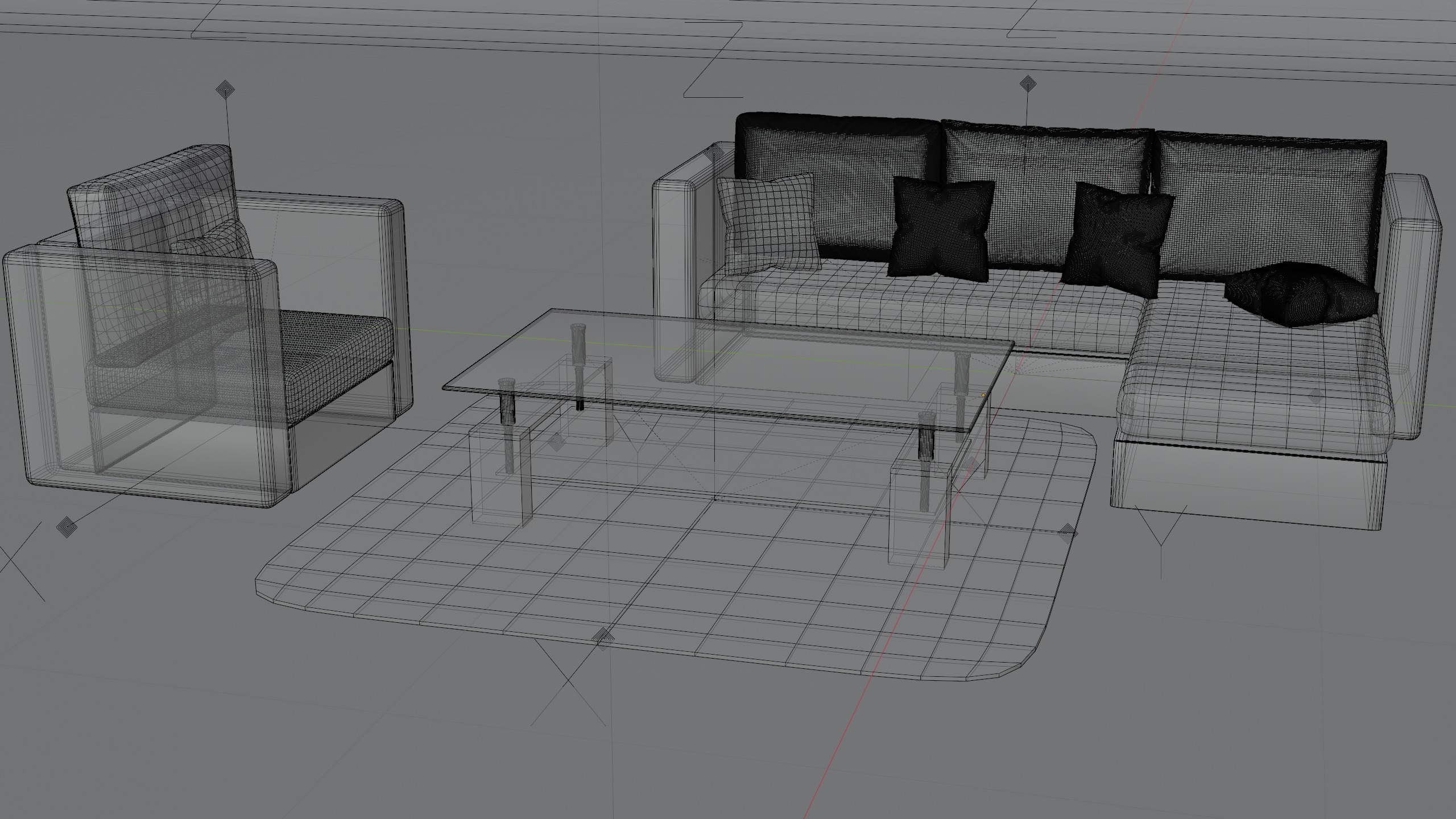 Couch-Sofa Set Low-poly 3D model_7