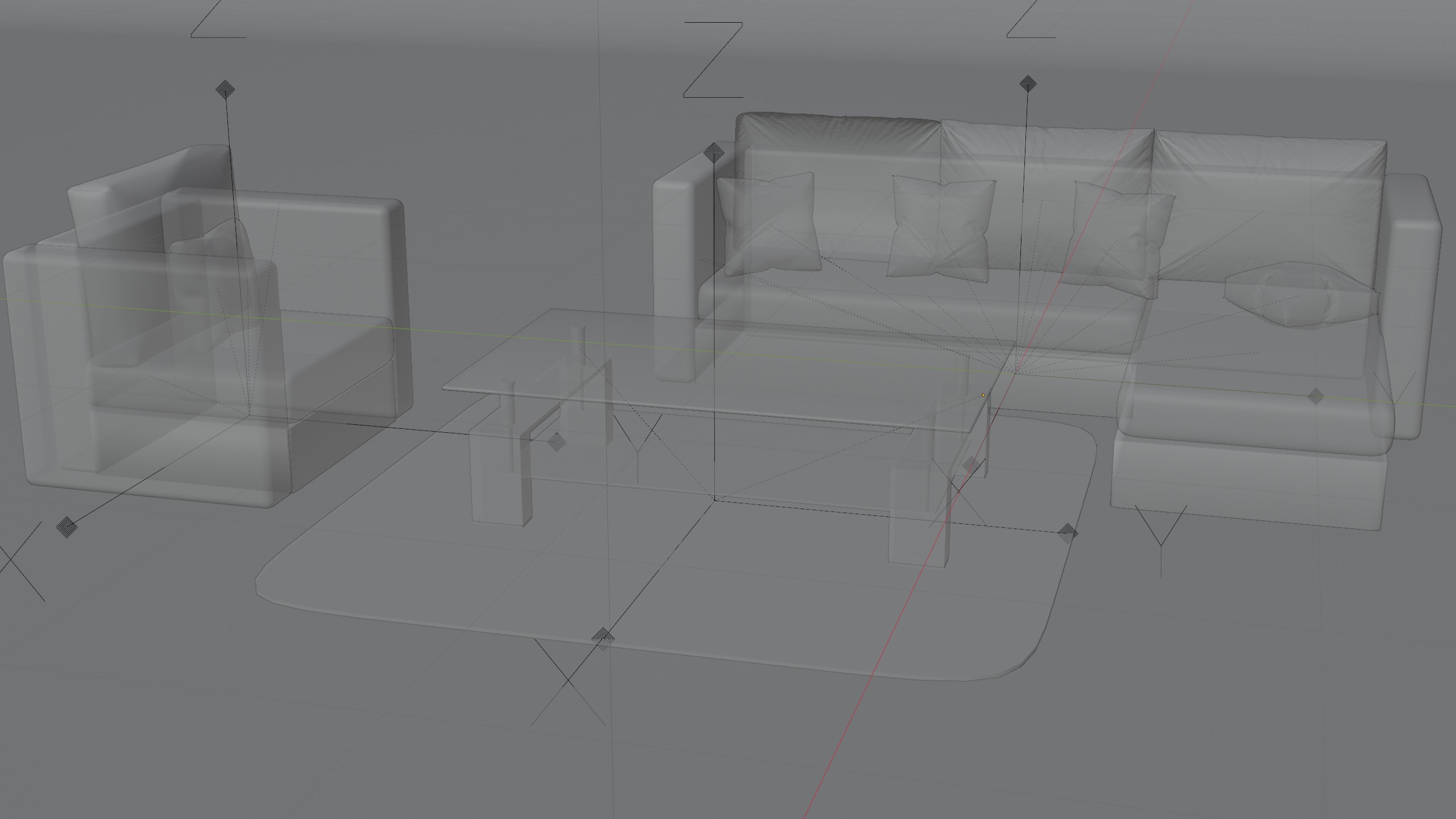 Couch-Sofa Set Low-poly 3D model_8