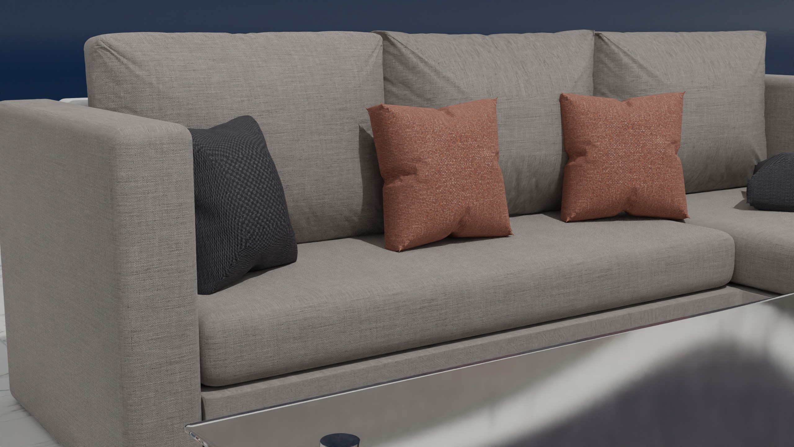 Couch-Sofa Set Low-poly 3D model_4