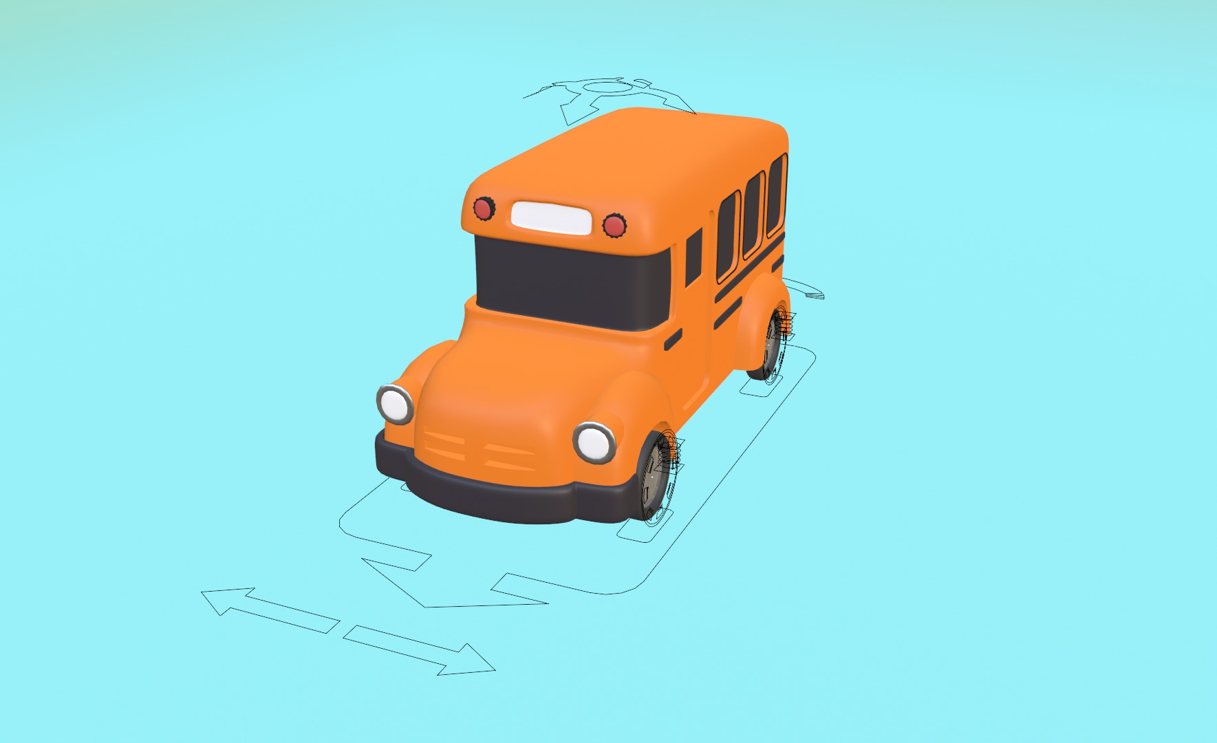 Colorful 3D Kids Bus Model - Playful and Game Ready Low-poly 3D model_2