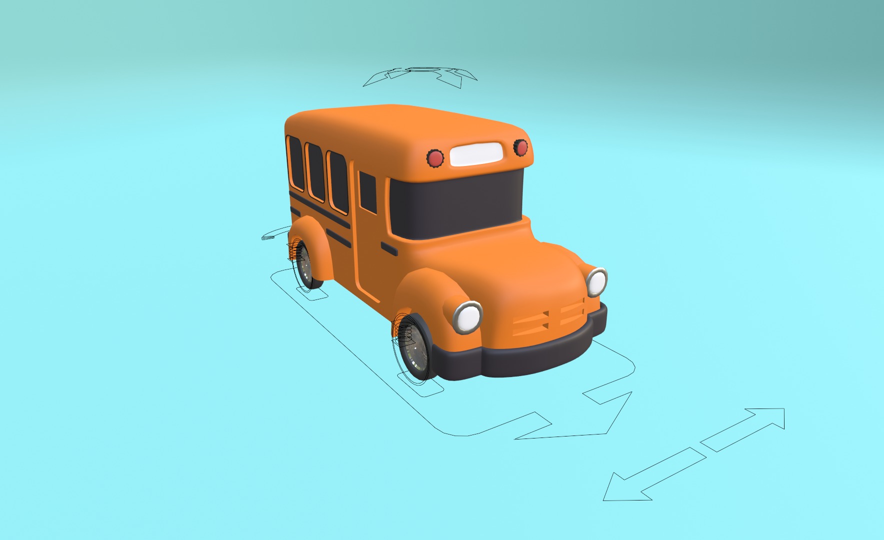 Colorful 3D Kids Bus Model - Playful and Game Ready Low-poly 3D model_11