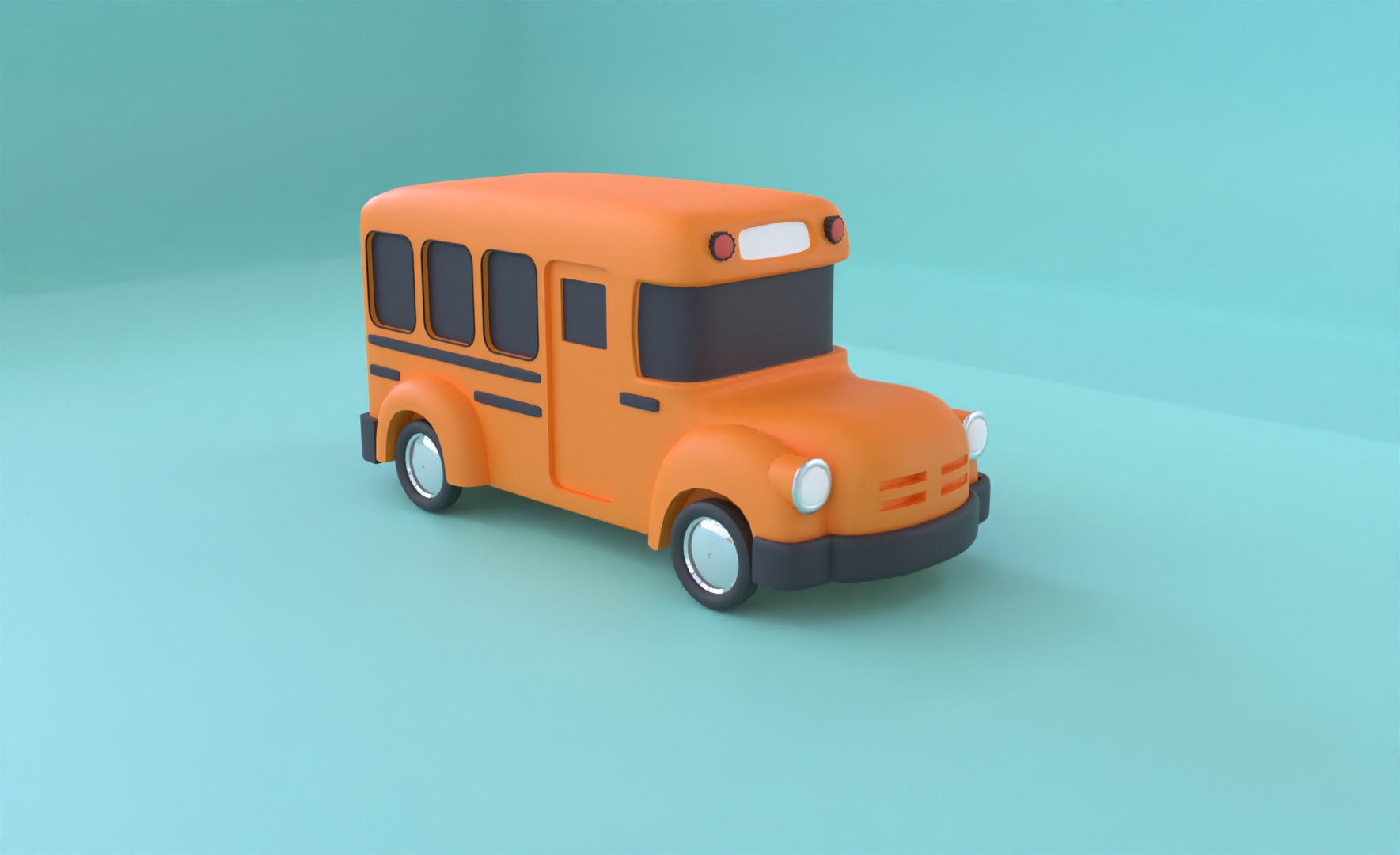 Colorful 3D Kids Bus Model - Playful and Game Ready Low-poly 3D model_1