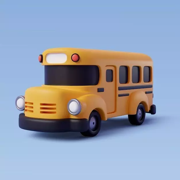Colorful 3D Kids Bus Model - Playful and Game Ready Low-poly 3D model_0
