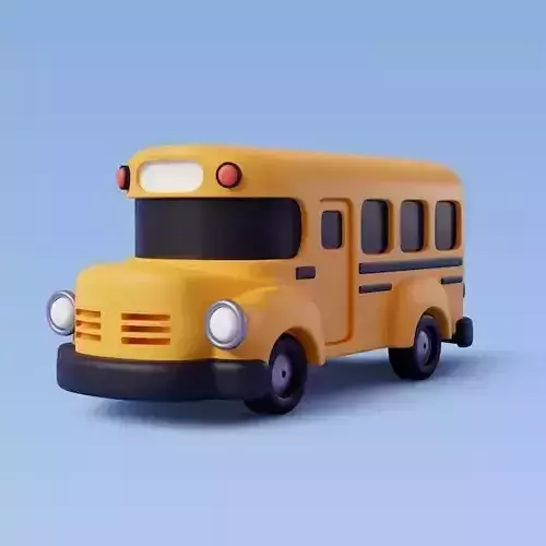 Colorful 3D Kids Bus Model - Playful and Game Ready