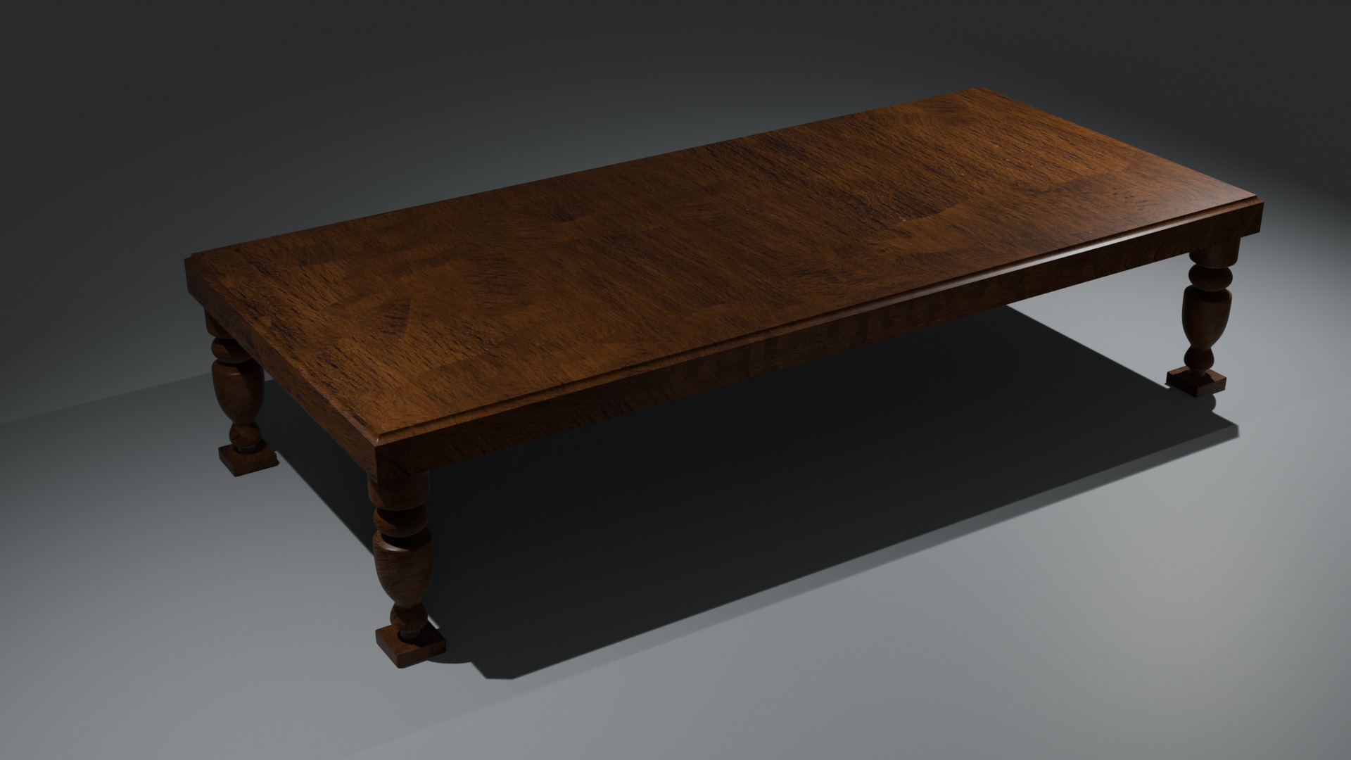 Wood table Free 3D model_1