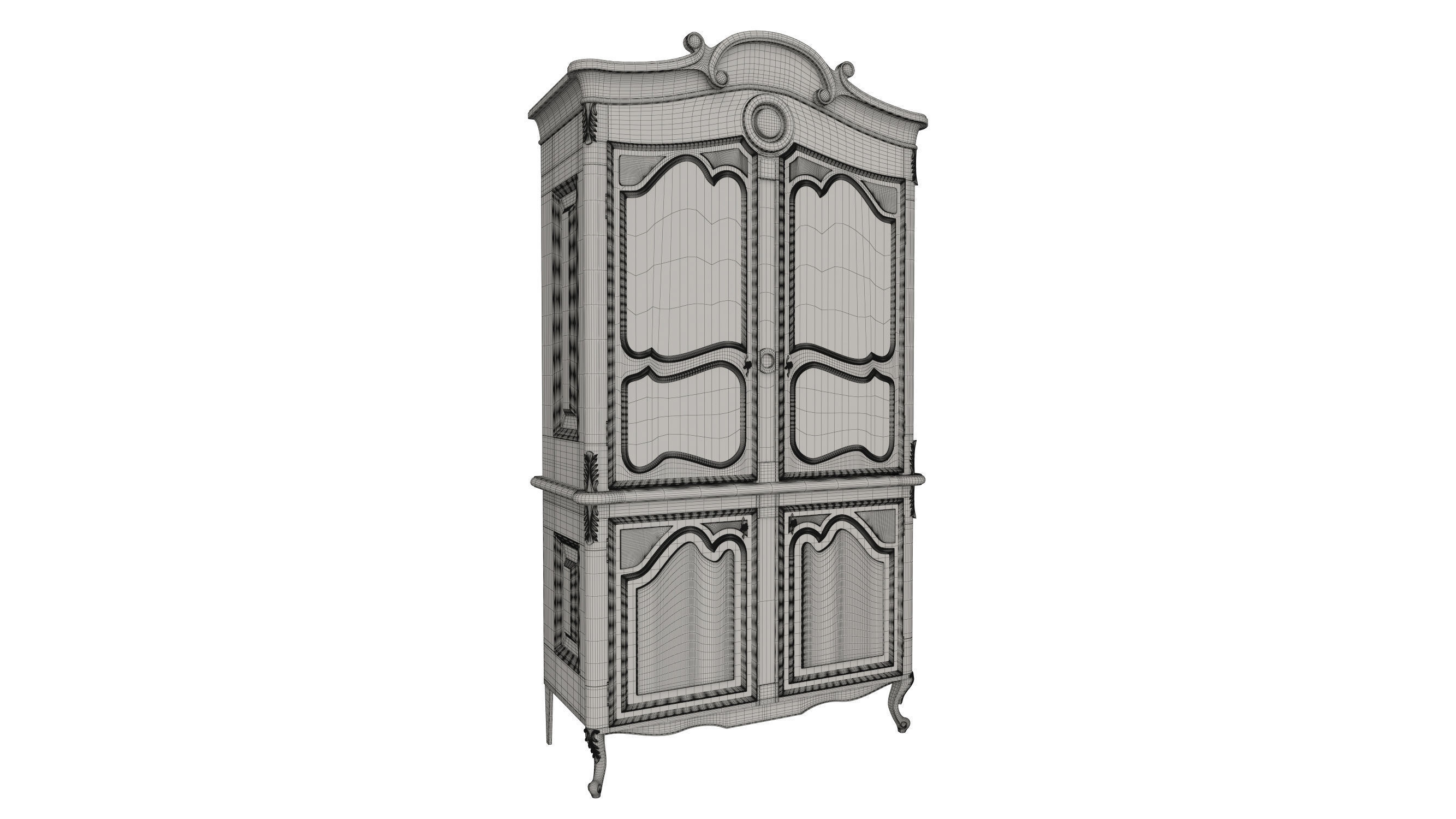 Classic style display cabinet 1200 3D model_6