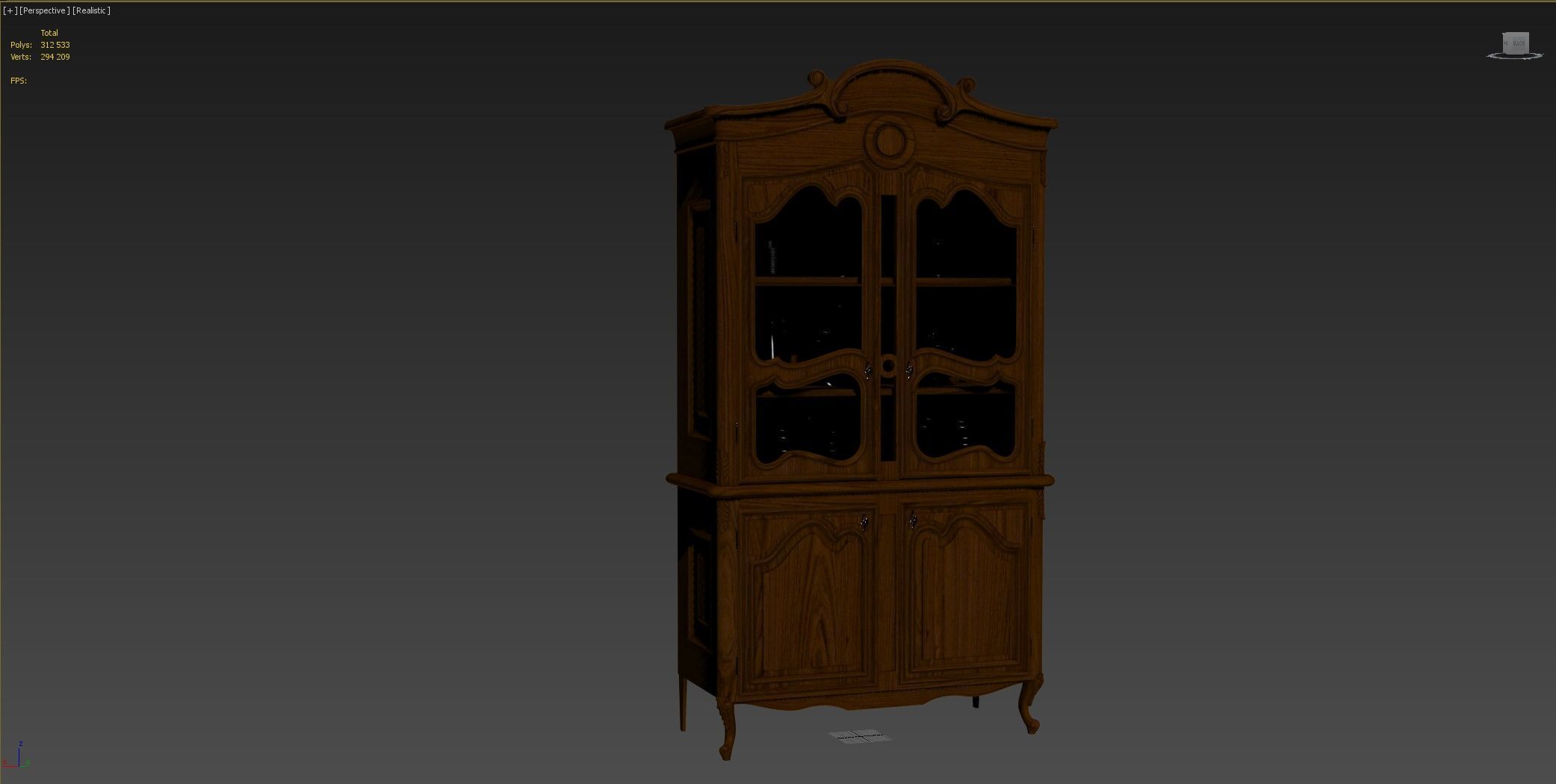 Classic style display cabinet 1200 3D model_10