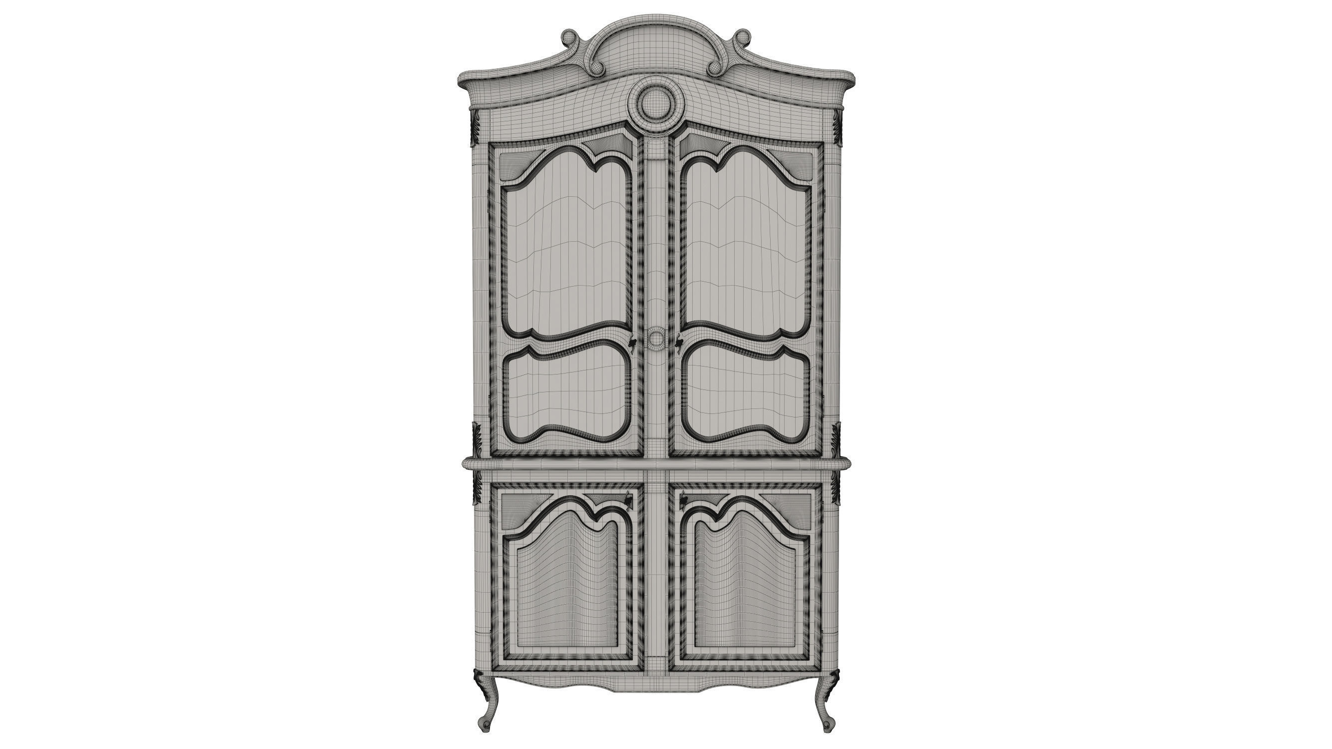 Classic style display cabinet 1200 3D model_7