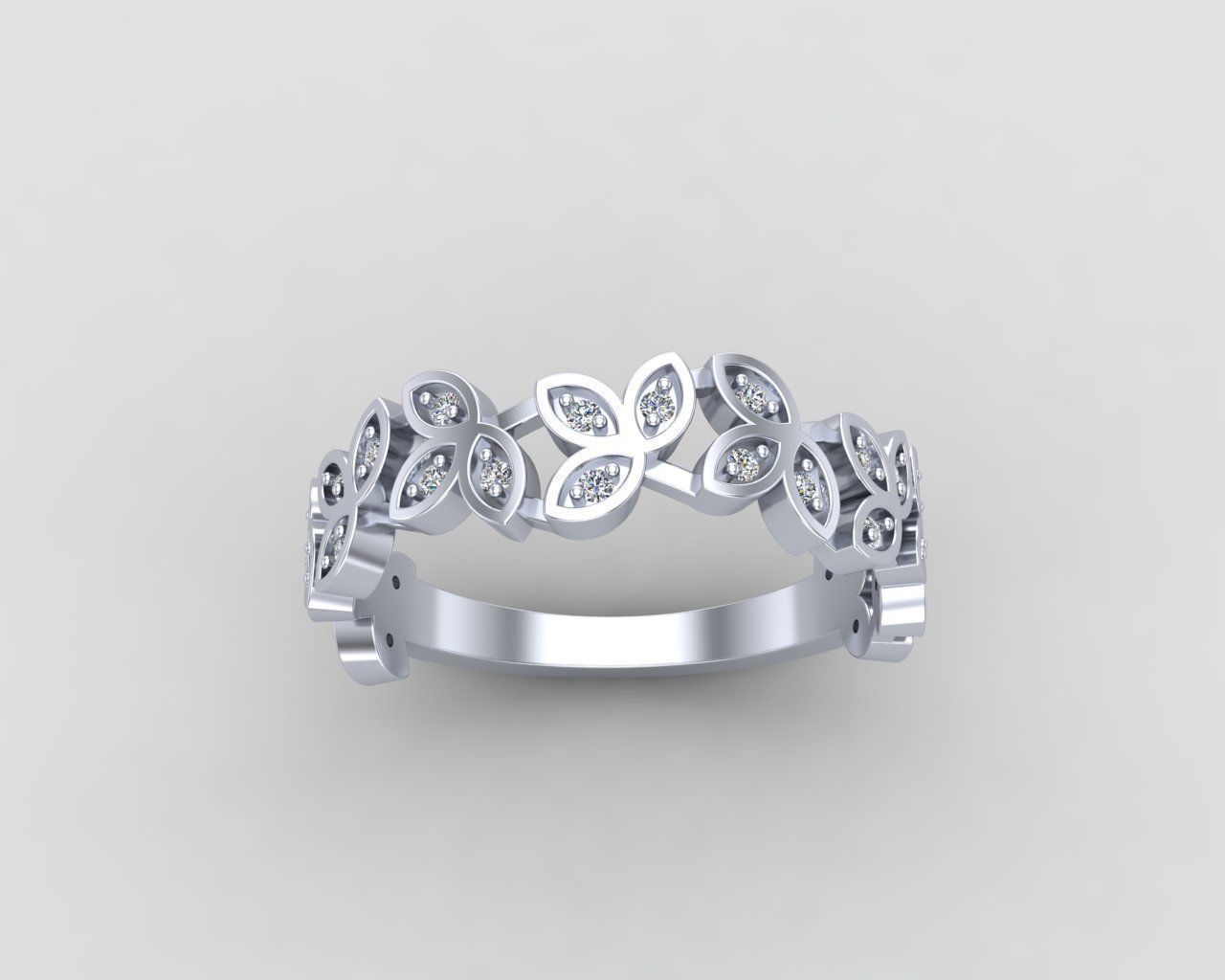 Minimal Flower diamond ring 146-MW 3D print model_25