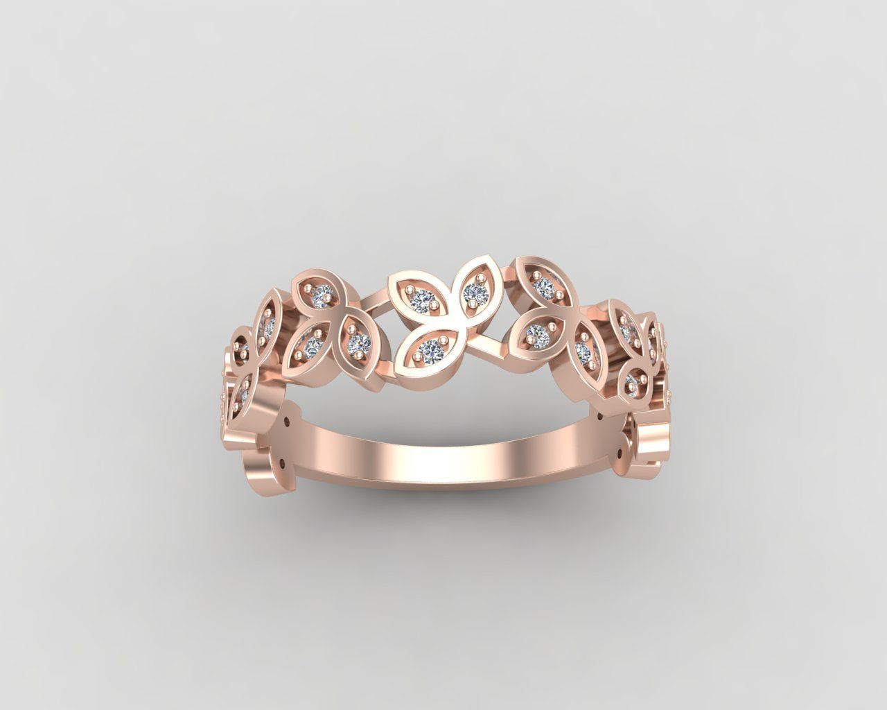 Minimal Flower diamond ring 146-MW 3D print model_5