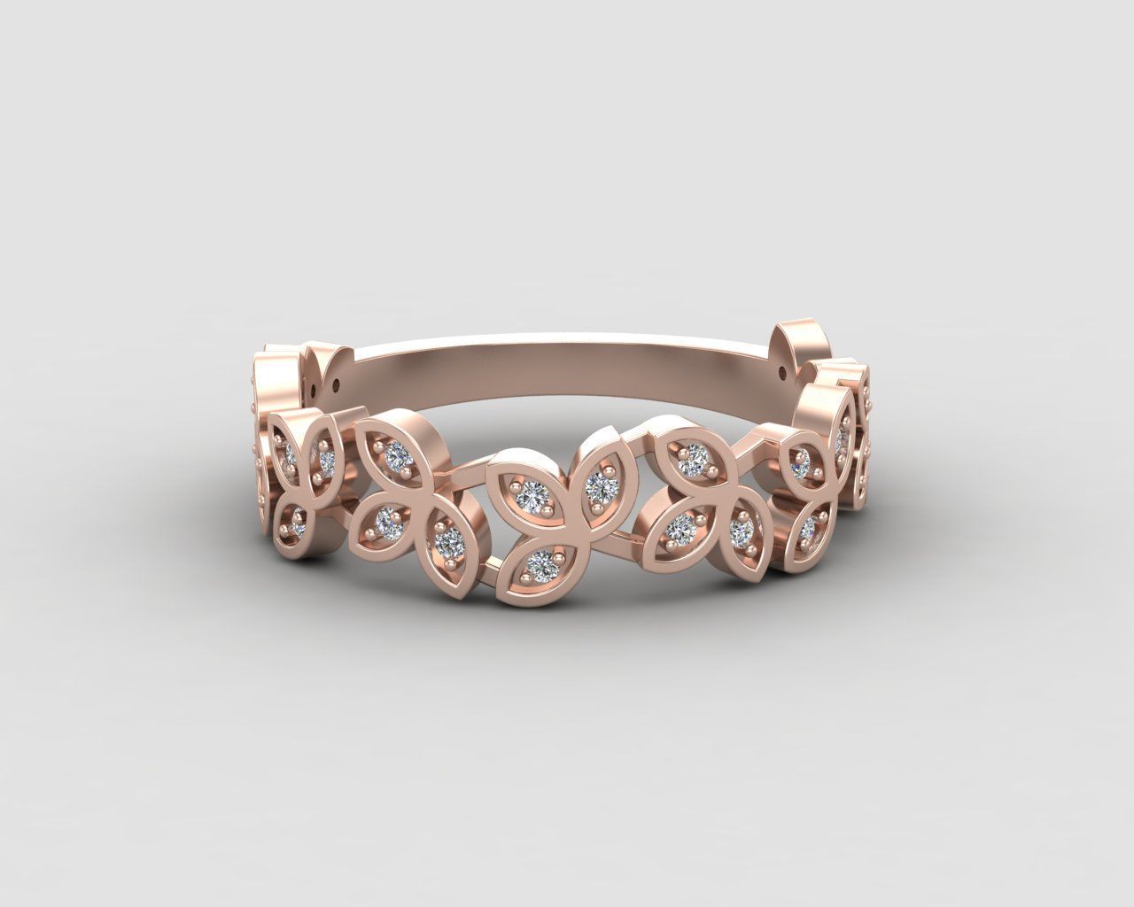 Minimal Flower diamond ring 146-MW 3D print model_6