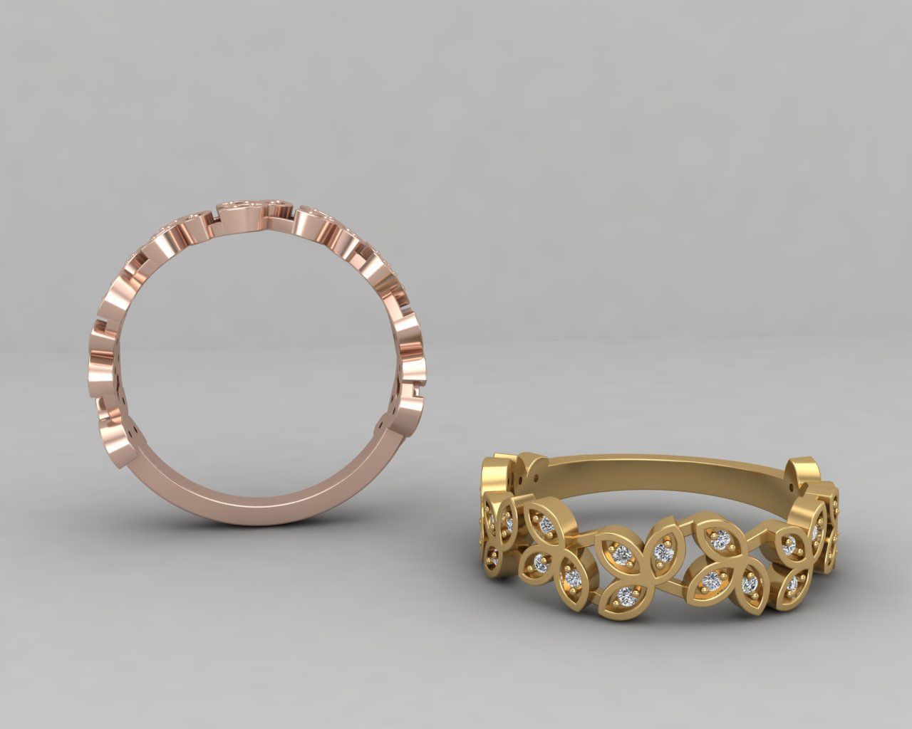 Minimal Flower diamond ring 146-MW 3D print model_1
