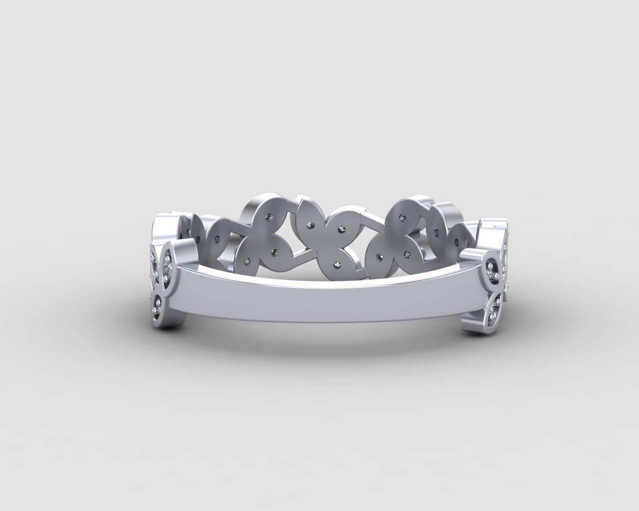 Minimal Flower diamond ring 146-MW 3D print model_28