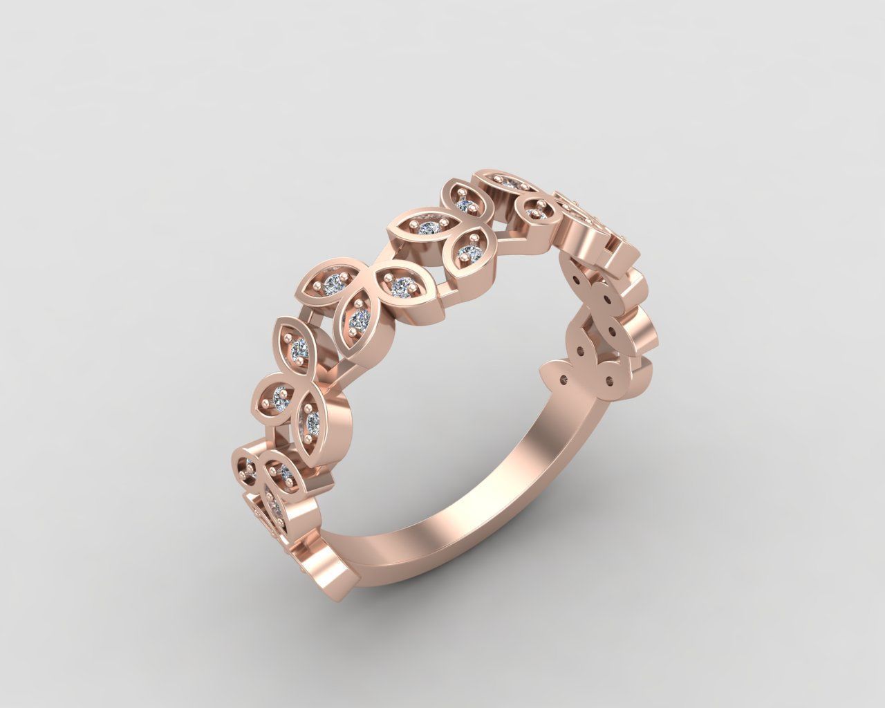 Minimal Flower diamond ring 146-MW 3D print model_3