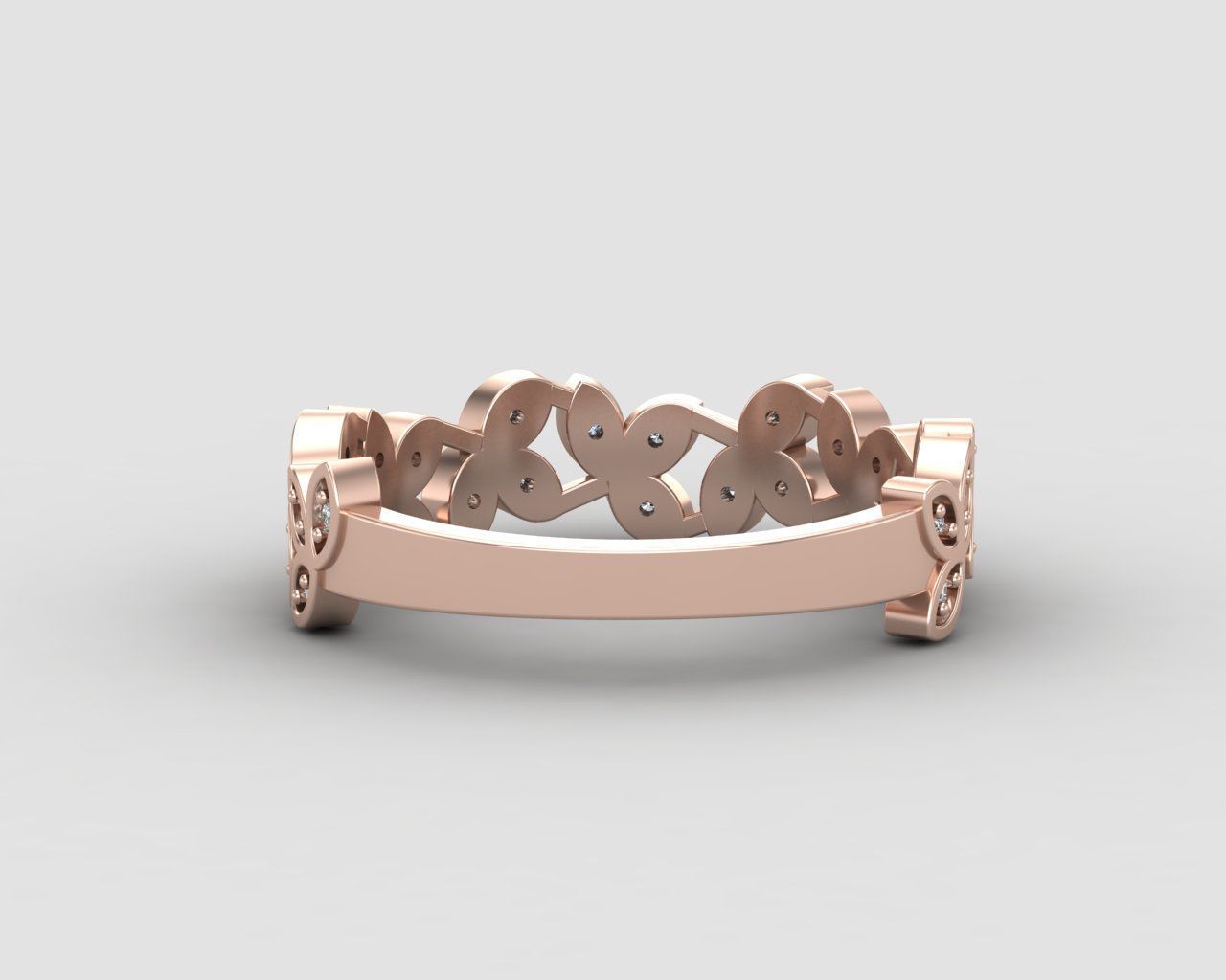 Minimal Flower diamond ring 146-MW 3D print model_8