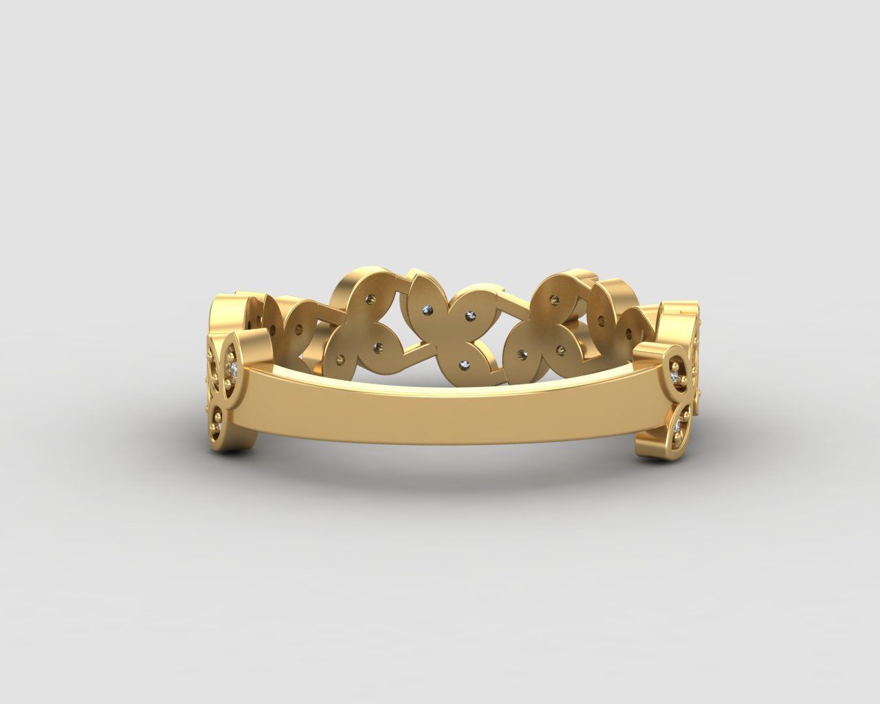 Minimal Flower diamond ring 146-MW 3D print model_20