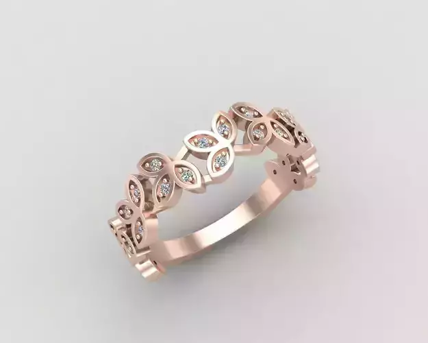 Minimal Flower diamond ring 146-MW 3D print model