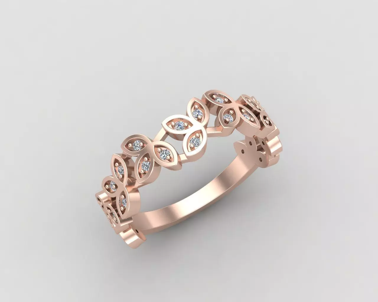 Minimal Flower diamond ring 146-MW 3D print model_0